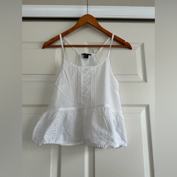 Forever 21 White Linen-Like Racer Back Shirt - Picture 1 of 3